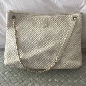 Tory Burch Ivory Marion quilted leather tote